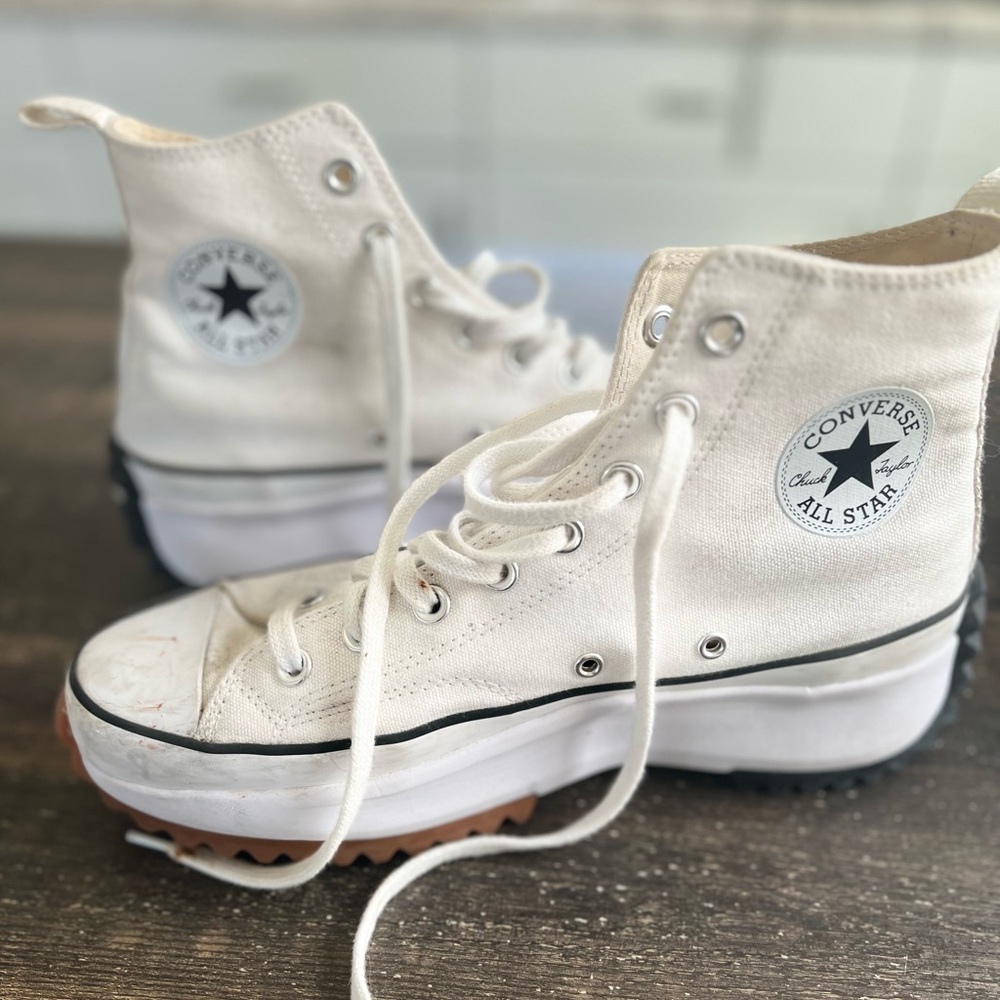Converse run star hike white sneakers
